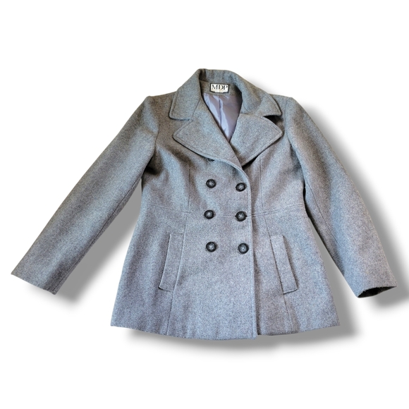 Mario De Pinto | MDP | Chic Gray VTG Double-Breasted Wool Blend Peacoat - Picture 3 of 12